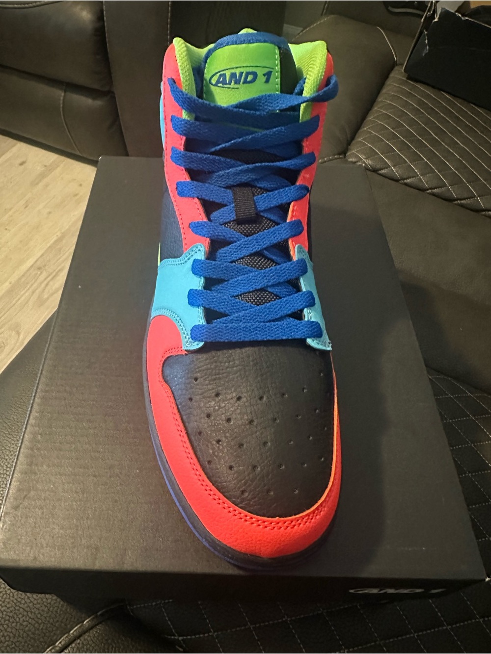 And1 Men’s Multicolor High-Top Sneaker - Blue, Red, Black, Neon Green